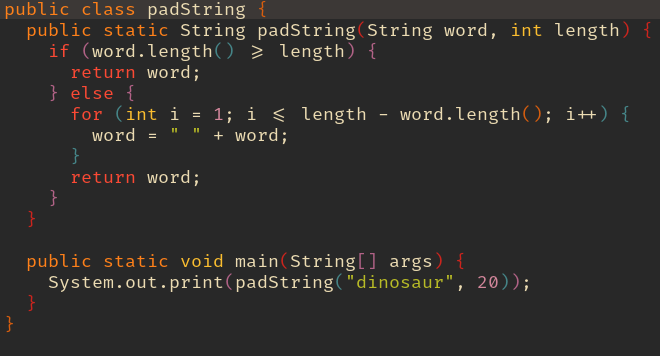 padString code